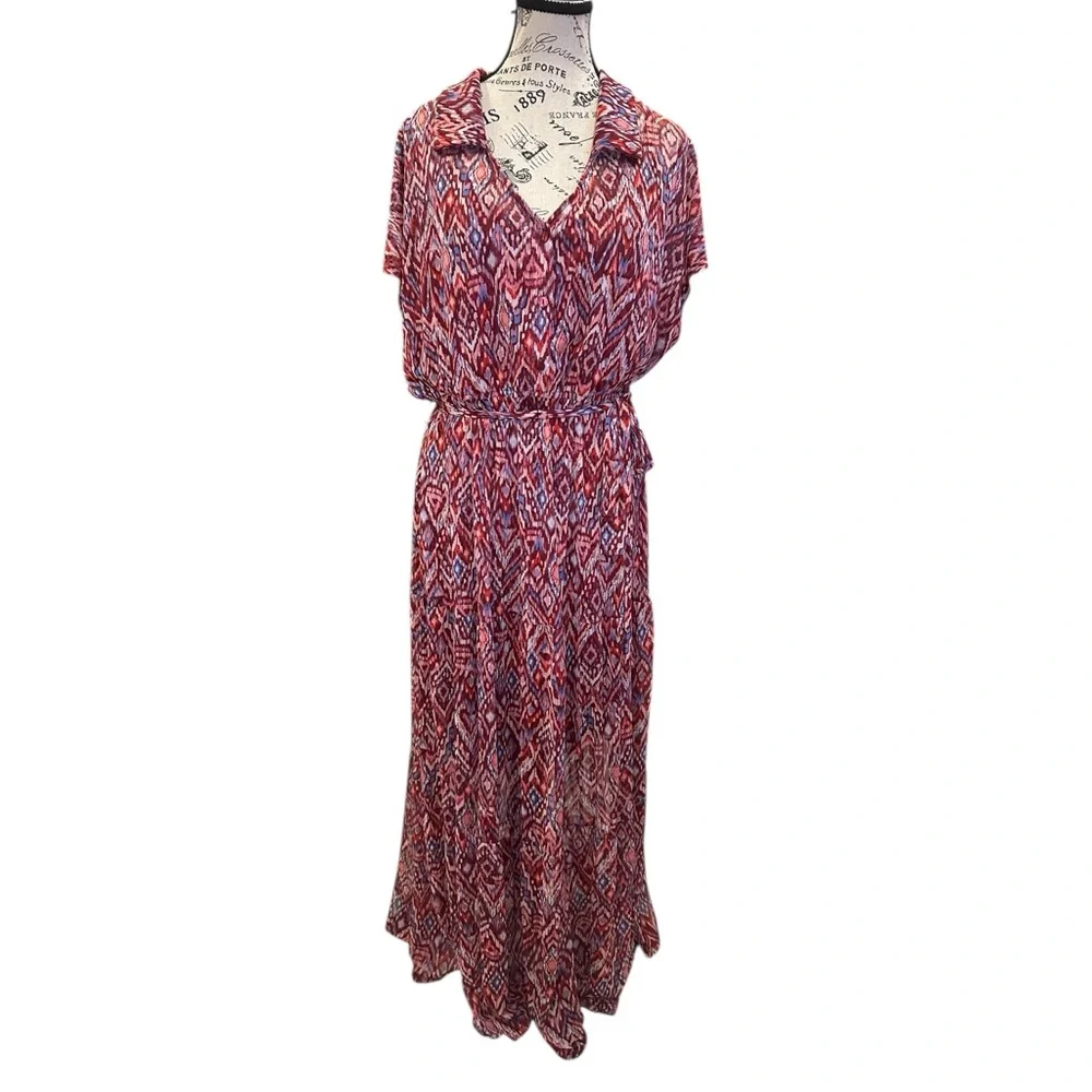 Stella & Julie Mesh Knit Ikat Maxi Dress NWOT - Picture 2 of 8